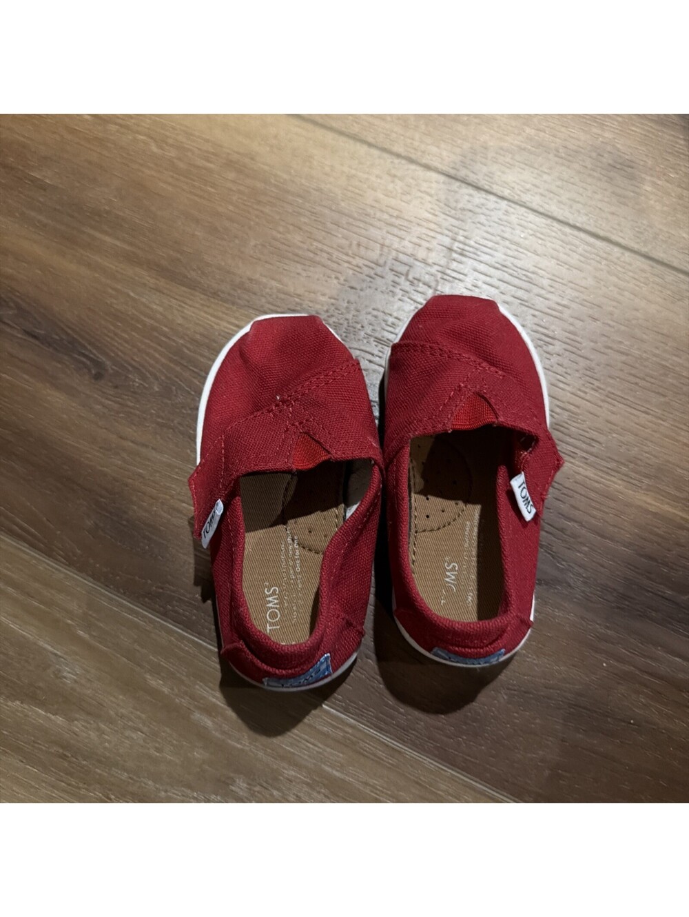 Size 5 Kids Red Tom’s Loafers With strap Closure